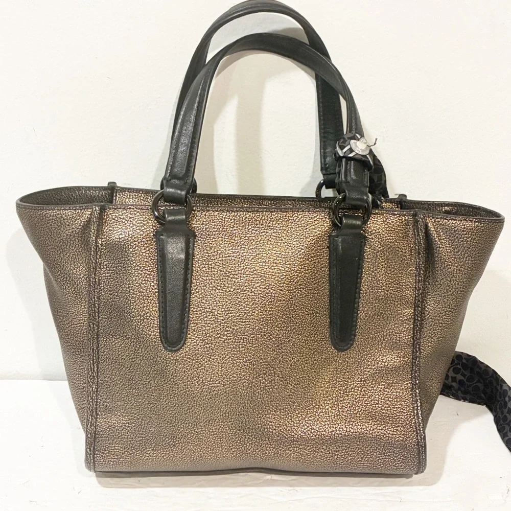 COACH Crosby Mini Carryall in Metallic Gold Leather‎ Handbag Tote